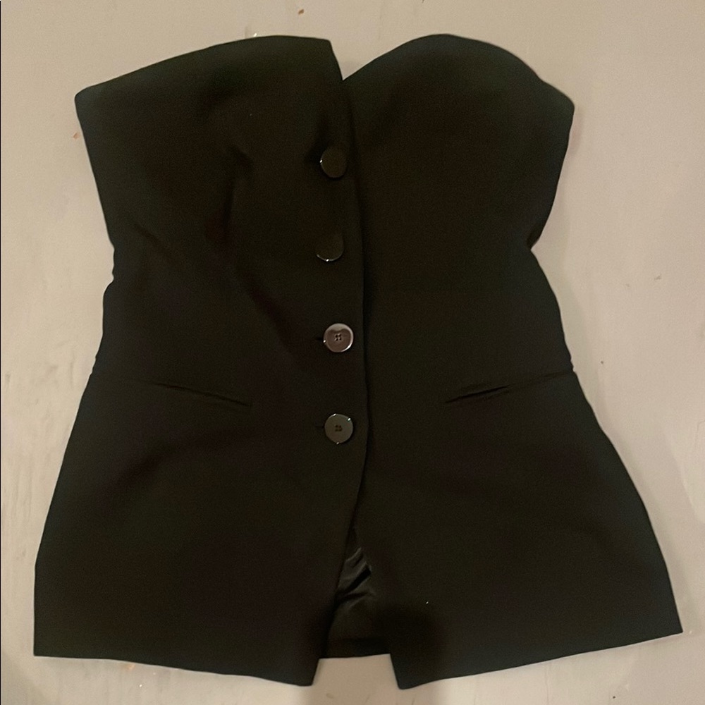 ZARA Black  Strapless Button-Up Top XS